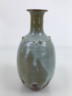 Japanese Ceramic Flower Vase Vtg Kabin Crane Neck Glass Glaze Green FK151