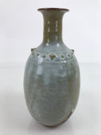 Japanese Ceramic Flower Vase Vtg Kabin Crane Neck Glass Glaze Green FK151