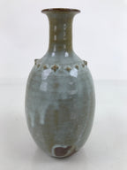 Japanese Ceramic Flower Vase Vtg Kabin Crane Neck Glass Glaze Green FK151