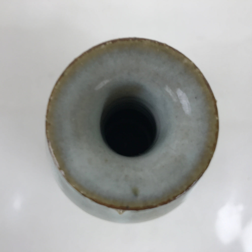 Japanese Ceramic Flower Vase Vtg Kabin Crane Neck Glass Glaze Green FK151