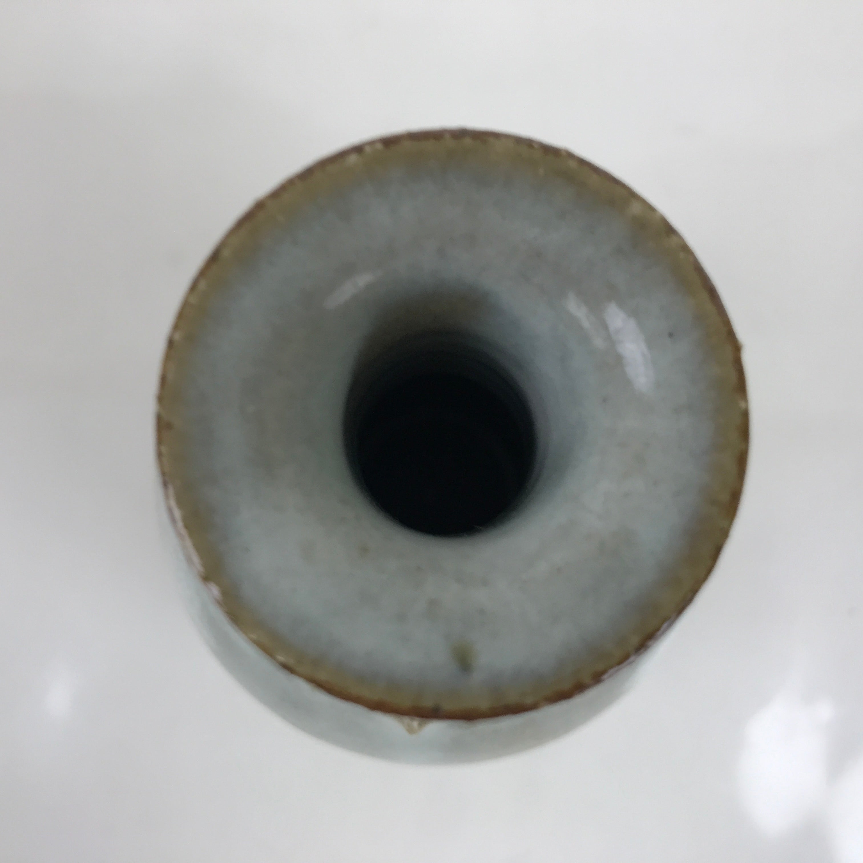 Japanese Ceramic Flower Vase Vtg Kabin Crane Neck Glass Glaze Green FK151