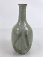 Japanese Ceramic Flower Vase Vtg Kabin Glass Cracke Glaze Green FK150