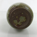 Japanese Ceramic Flower Vase Vtg Kabin Glass Cracke Glaze Green FK150