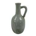 Japanese Ceramic Flower Vase Vtg Kabin Glass Cracke Glaze Green FK150