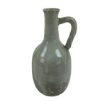 Japanese Ceramic Flower Vase Vtg Kabin Glass Cracke Glaze Green FK150