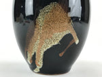 Japanese Ceramic Flower Vase Vtg Kabin Ikebana Flower Arrangement Black FK66