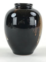 Japanese Ceramic Flower Vase Vtg Kabin Ikebana Flower Arrangement Black FK66