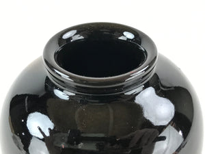 Japanese Ceramic Flower Vase Vtg Kabin Ikebana Flower Arrangement Black FK66