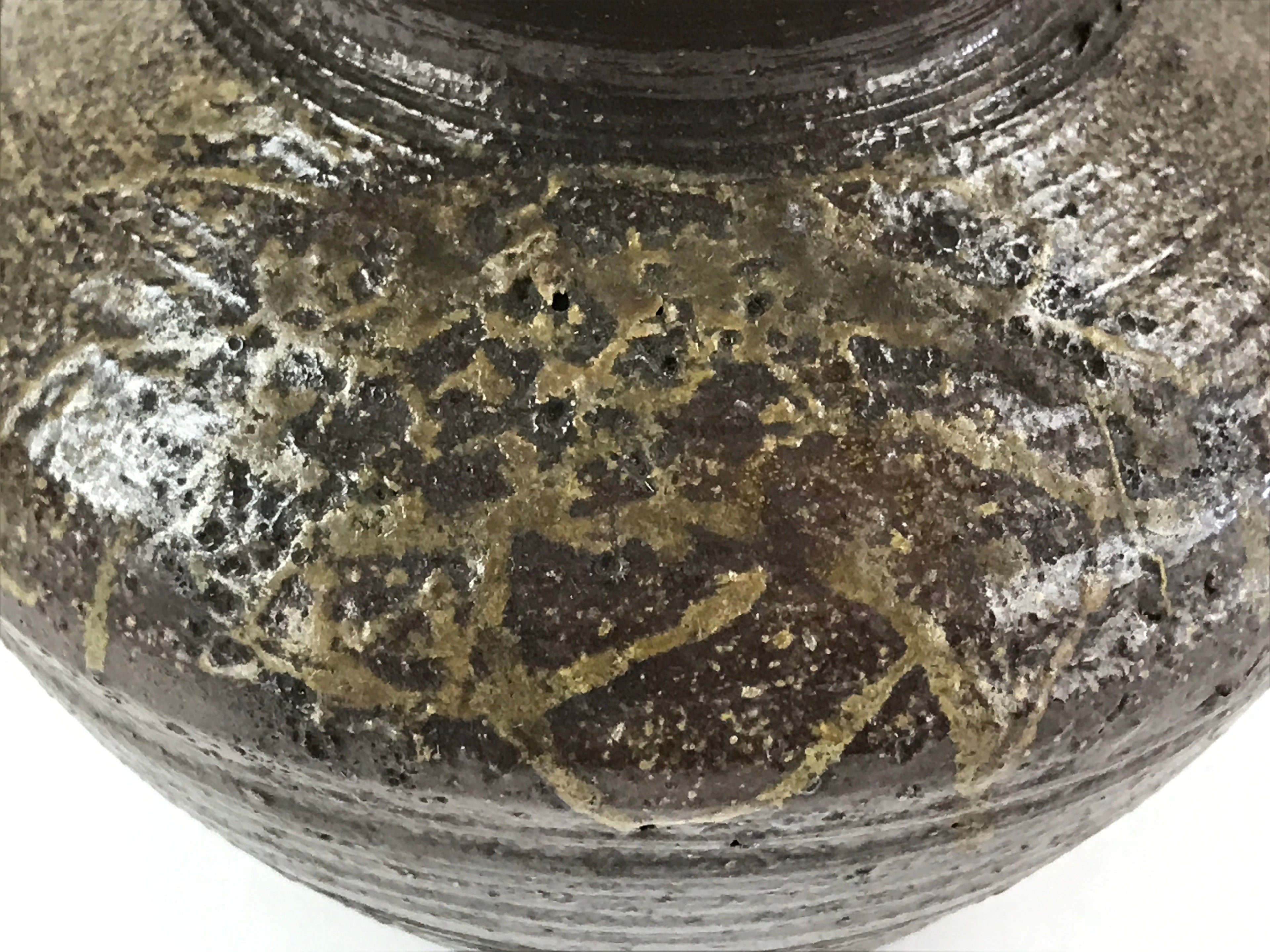 Japanese Ceramic Flower Vase Vtg Kabin Ikebana Flower Arrangement Brown FK63