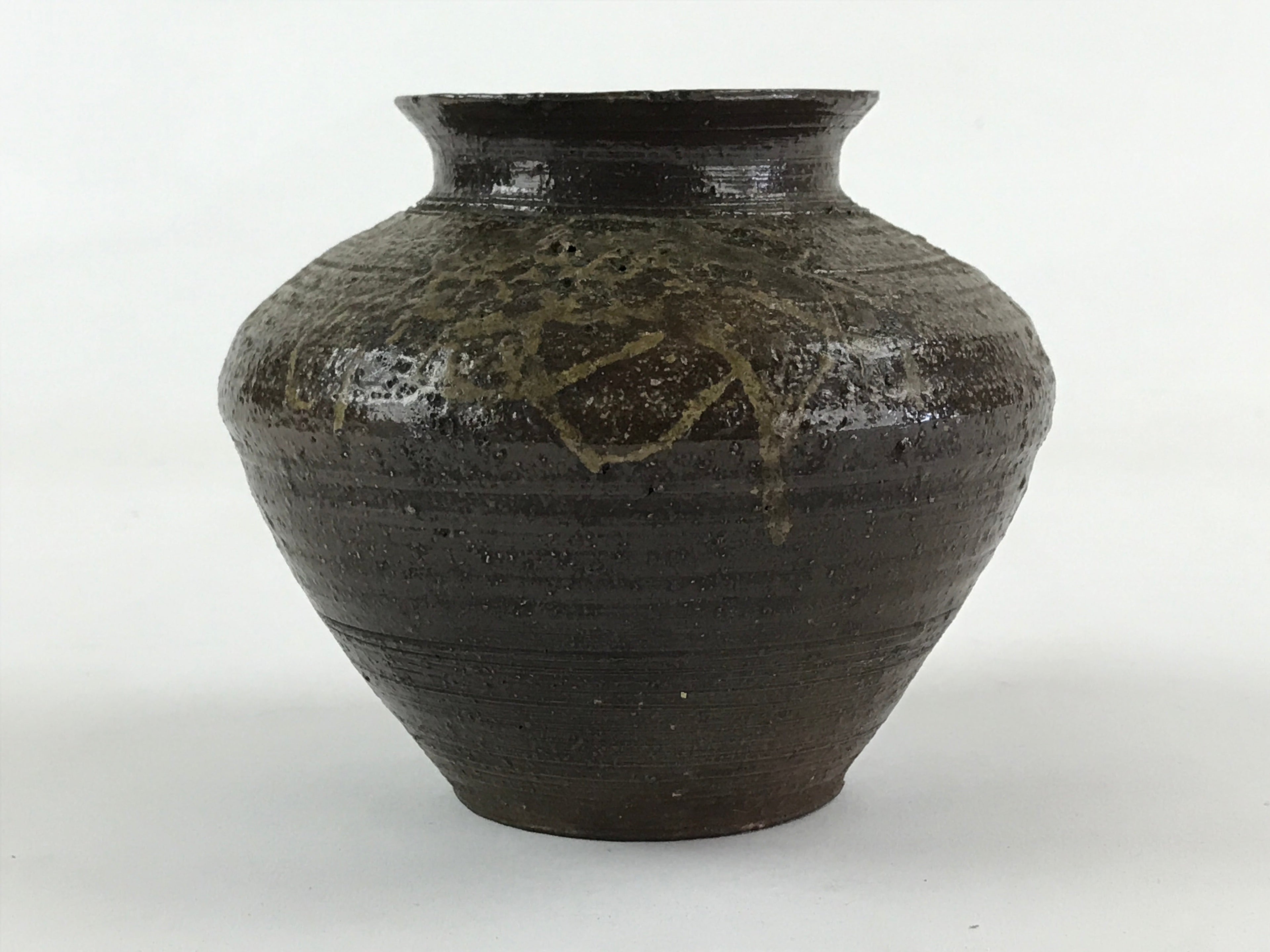 Japanese Ceramic Flower Vase Vtg Kabin Ikebana Flower Arrangement Brown FK63