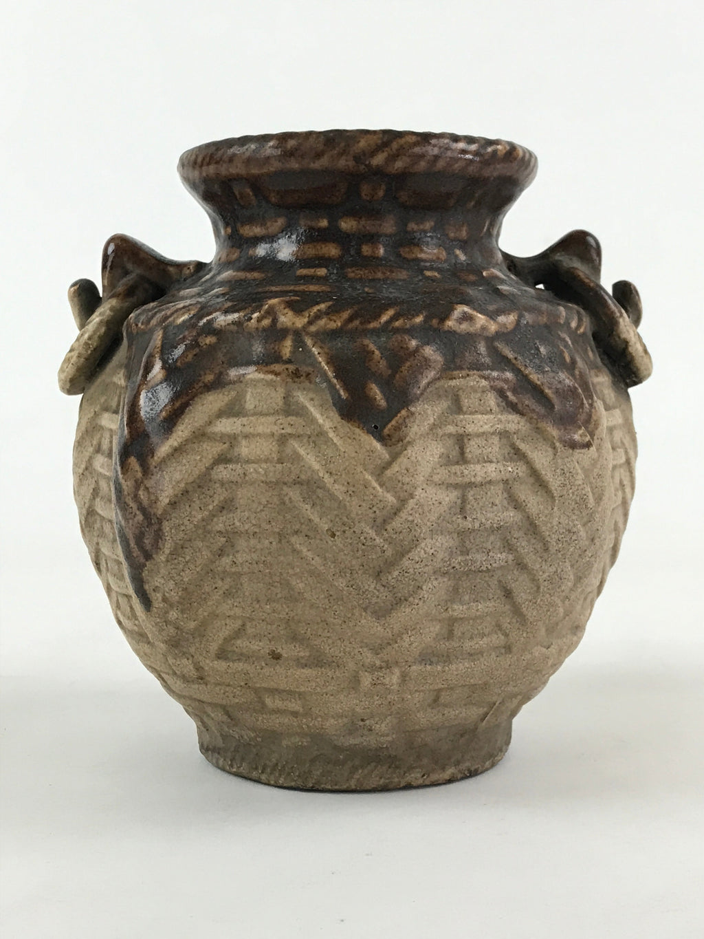 Japanese Ceramic Flower Vase Vtg Kabin Ikebana Flower Arrangement Brown FK67
