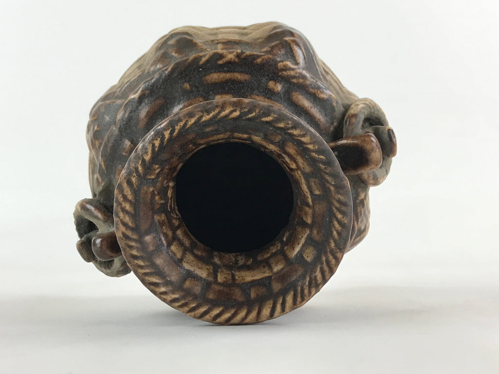 Japanese Ceramic Flower Vase Vtg Kabin Ikebana Flower Arrangement Brown FK67