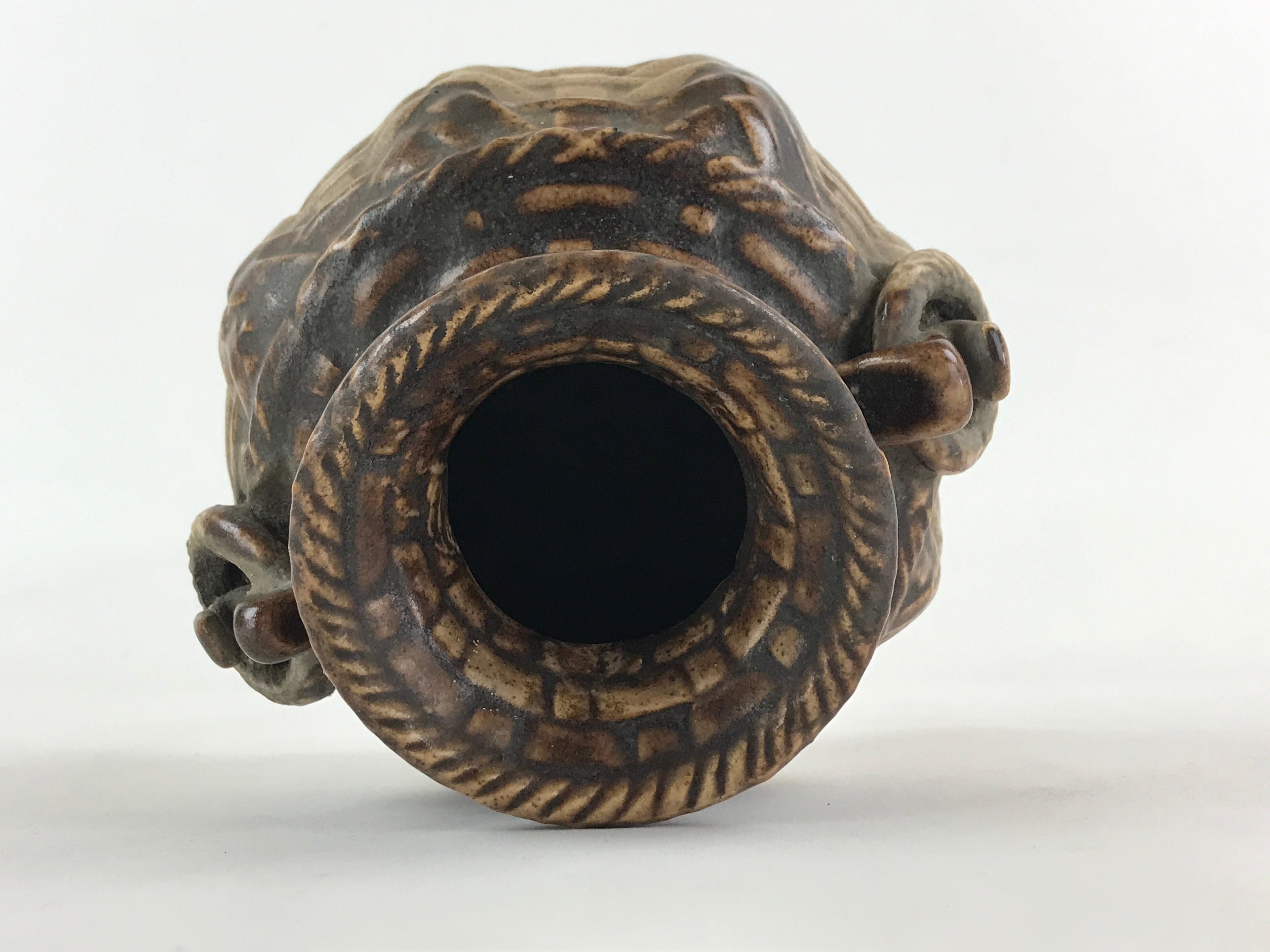 Japanese Ceramic Flower Vase Vtg Kabin Ikebana Flower Arrangement Brown FK67