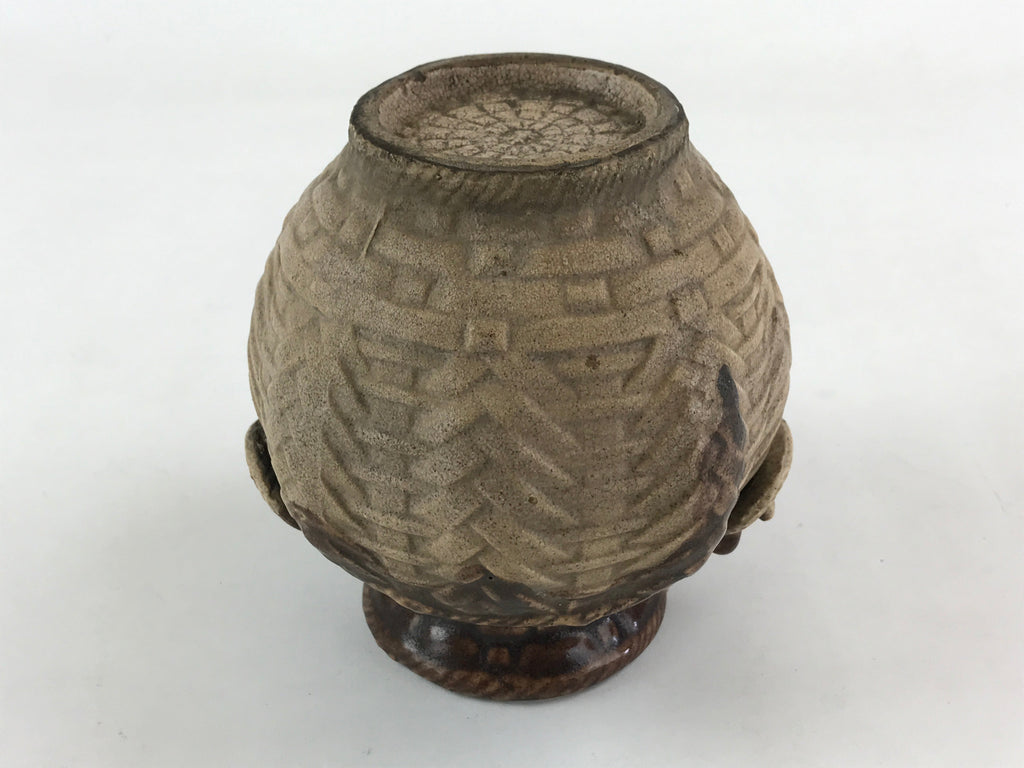Japanese Ceramic Flower Vase Vtg Kabin Ikebana Flower Arrangement Brown FK67