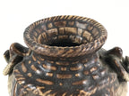 Japanese Ceramic Flower Vase Vtg Kabin Ikebana Flower Arrangement Brown FK67