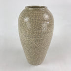 Japanese Ceramic Flower Vase Vtg Kabin Ikebana Glaze Crackle Beige Blue FK45