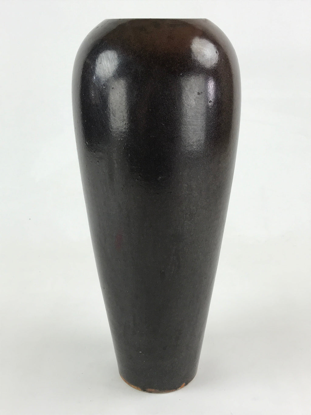 Japanese Ceramic Flower Vase Vtg Kabin Ikebana Oblong Brown FK46