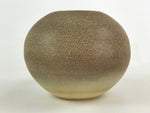 Japanese Ceramic Flower Vase Vtg Kabin Ikebana Round Beige Brown Green FK60