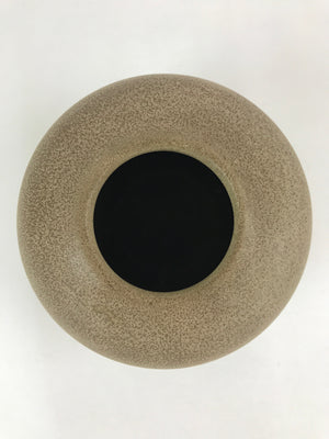 Japanese Ceramic Flower Vase Vtg Kabin Ikebana Round Beige Brown Green FK60