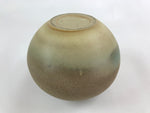 Japanese Ceramic Flower Vase Vtg Kabin Ikebana Round Beige Brown Green FK60