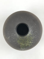 Japanese Ceramic Flower Vase Vtg Kabin Ikebana Round Grey Speckled Green FK57