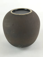 Japanese Ceramic Flower Vase Vtg Kabin Ikebana Round Grey Speckled Green FK57