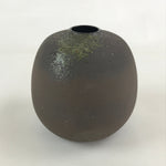 Japanese Ceramic Flower Vase Vtg Kabin Ikebana Round Grey Speckled Green FK57