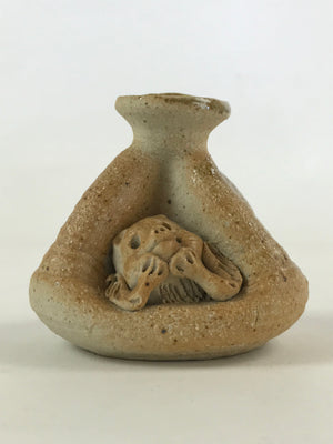 Japanese Ceramic Flower Vase Vtg Kabin Ikebana Small Tanuki Raccoon Dog FK55