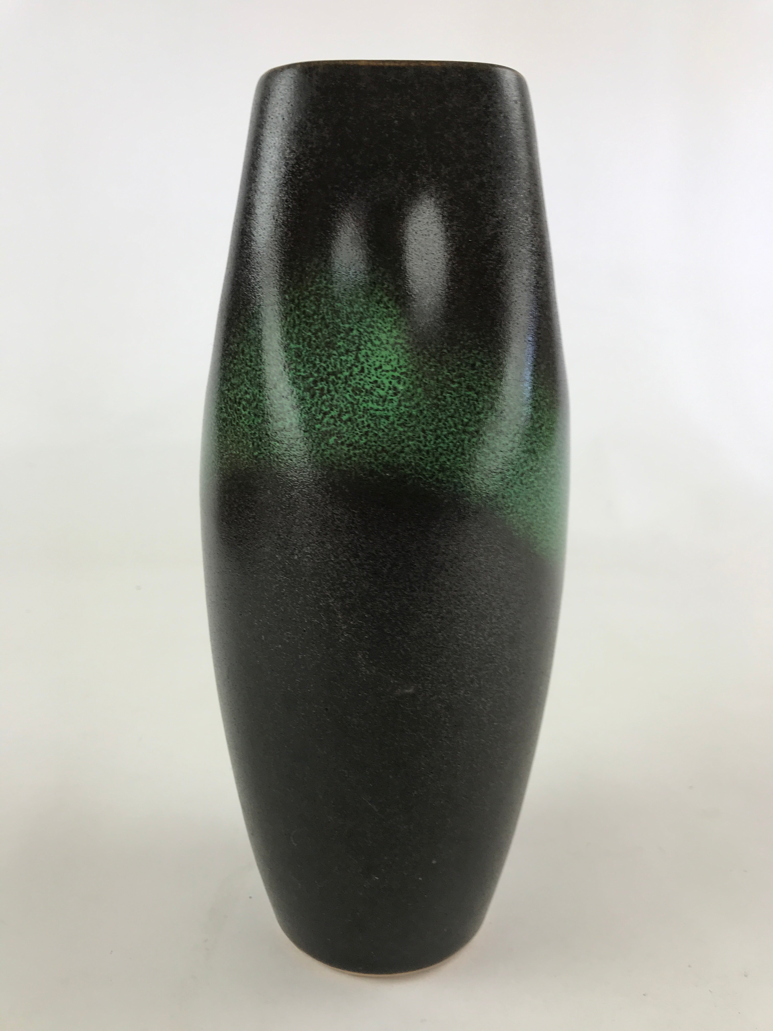 Japanese Ceramic Flower Vase Vtg Kabin Ikebana Square Opening Green Brown FK54