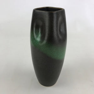 Japanese Ceramic Flower Vase Vtg Kabin Ikebana Square Opening Green Brown FK54