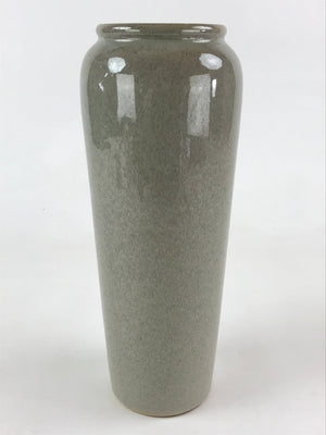 Japanese Ceramic Flower Vase Vtg Kabin Ikebana Tall Wide Opening Green FK52