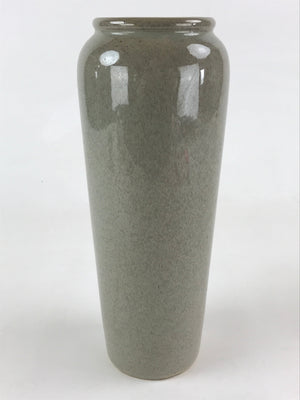 Japanese Ceramic Flower Vase Vtg Kabin Ikebana Tall Wide Opening Green FK52