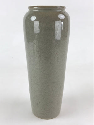 Japanese Ceramic Flower Vase Vtg Kabin Ikebana Tall Wide Opening Green FK52