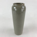 Japanese Ceramic Flower Vase Vtg Kabin Ikebana Tall Wide Opening Green FK52