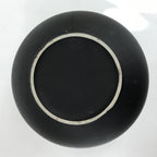 Japanese Ceramic Flower Vase Vtg Kabin Kindami Unkai Mountains Round Black FK157