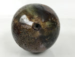 Japanese Ceramic Flower Vase Vtg Kabin Round Glass Melting Glaze Brown FK170