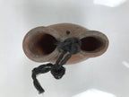 Japanese Ceramic Flower Vase Vtg Kabin Unglazed Brown Hanging Notch Rope FK220