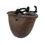 Japanese Ceramic Flower Vase Vtg Kabin Unglazed Brown Hanging Notch Rope FK220