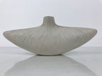 Japanese Ceramic Flower Vase Vtg Kabin White Wide Unique Textured Boat FK222