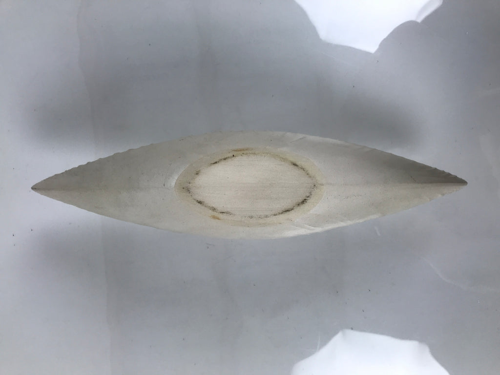 Japanese Ceramic Flower Vase Vtg Kabin White Wide Unique Textured Boat FK222