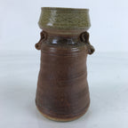 Japanese Ceramic Flower Vase Vtg Shigaraki ware Brown Green Kabin FK149