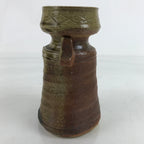 Japanese Ceramic Flower Vase Vtg Shigaraki ware Brown Green Kabin FK149