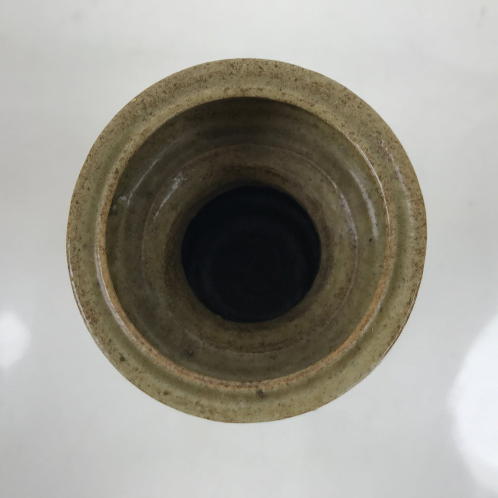Japanese Ceramic Flower Vase Vtg Shigaraki ware Brown Green Kabin FK149