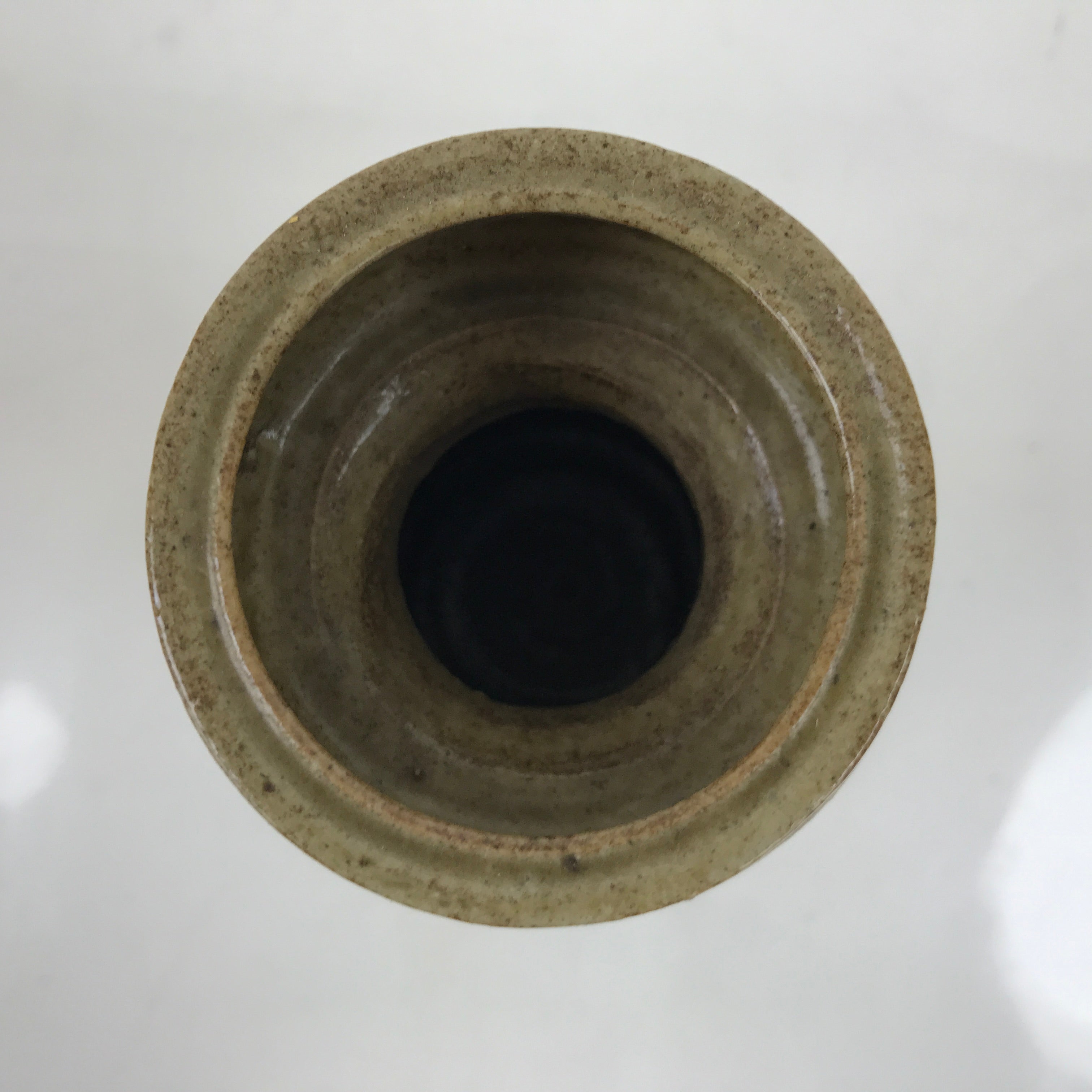 Japanese Ceramic Flower Vase Vtg Shigaraki ware Brown Green Kabin FK149