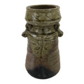 Japanese Ceramic Flower Vase Vtg Shigaraki ware Brown Green Kabin FK149