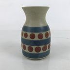 Japanese Ceramic Flower Vase Vtg Small Kabin Dots Lines Grey Blue Red MFV89