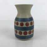 Japanese Ceramic Flower Vase Vtg Small Kabin Dots Lines Grey Blue Red MFV89