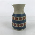 Japanese Ceramic Flower Vase Vtg Small Kabin Dots Lines Grey Blue Red MFV89