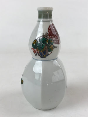 Japanese Ceramic Flower Vase Vtg White Pomegranate Kutani Ware Ikebana FK79