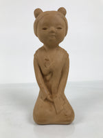 Japanese Ceramic Girl Statue Nara Tenpyo Terracotta Sculpture Brown Okimono ST97